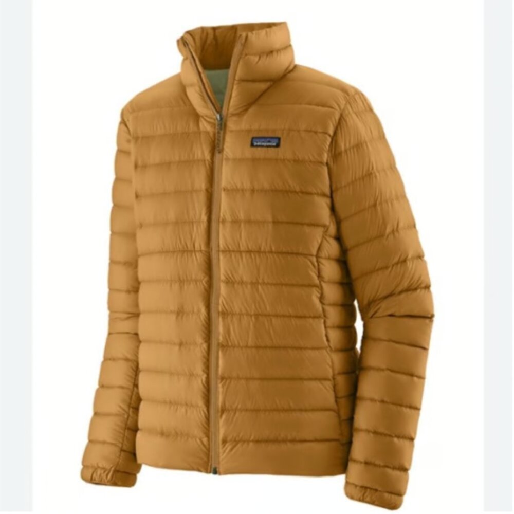 New $279 Patagonia Men's 2XL Down Sweater Full Zip Puffer Jacket Pufferfish Gold